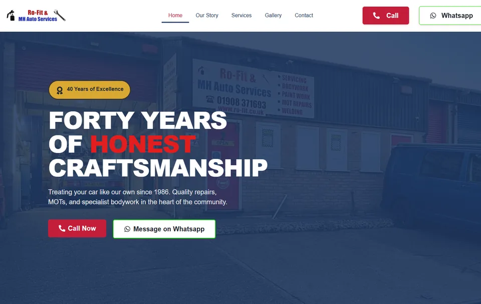 The new MH Auto Services homepage on a laptop