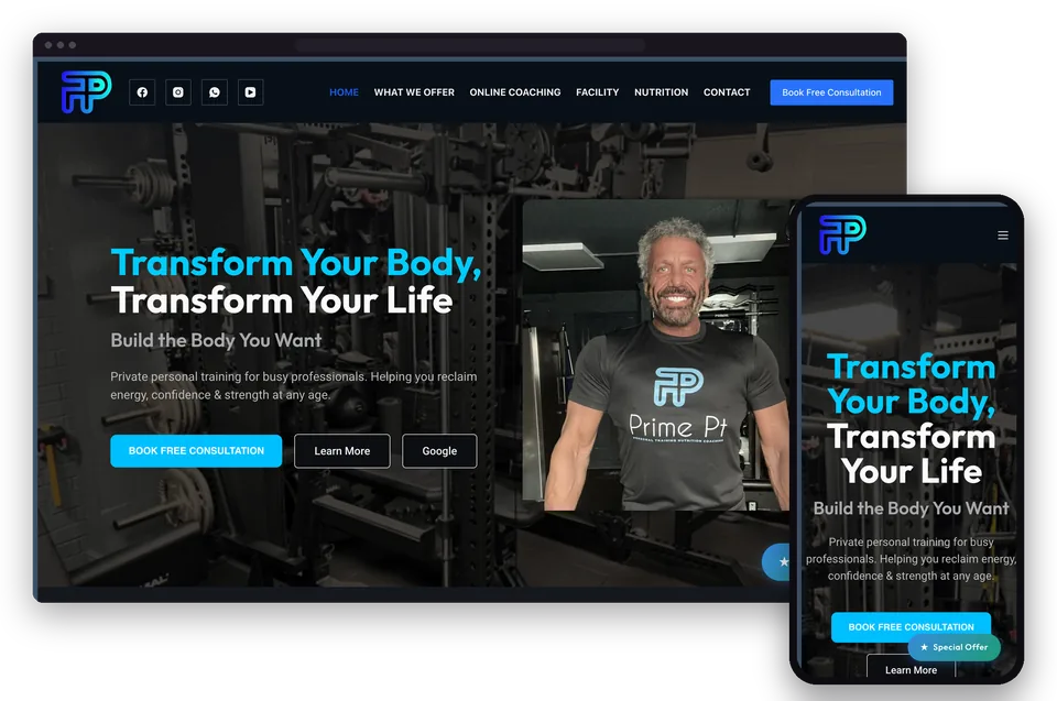 Prime PT's website on a laptop and a phone